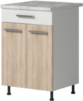 Шкаф-стол кухонный Genesis Мебель Алиса 12 с ящиком 600 2 двери (белый/дуб сонома) - 
