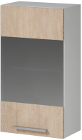 Шкаф навесной для кухни Genesis Мебель Алиса 12 400 со стеклом (белый/дуб сонома) - 