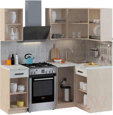 Кухонный гарнитур Genesis Мебель Алиса Loft №3 1.4x1.1 (дуб сонома/сосна белый)