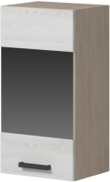 Шкаф навесной для кухни Genesis Мебель Алиса Loft 400 со стеклом (дуб сонома/сосна белый) - 