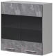 Шкаф навесной для кухни Genesis Мебель Алиса Каспий 800 со стеклом (белый/каспий темный) - 