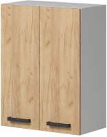 Шкаф навесной для кухни Genesis Мебель Алиса Craft 600 2 двери (белый/дуб золотой) - 