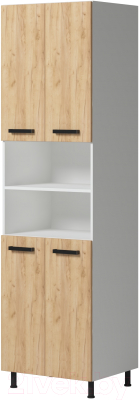 Шкаф-пенал кухонный Genesis Мебель Алиса Craft 600 (белый/дуб золотой)