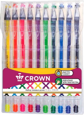 Набор гелевых ручек CrowN Hi-Jell Color / HJR-500SET/10 (10цв)