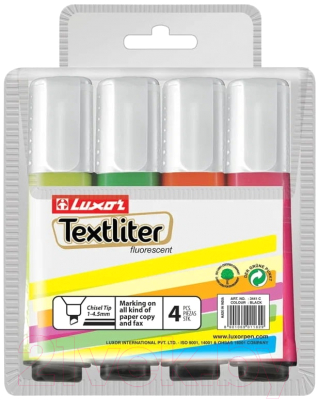 Набор маркеров Luxor Textliter / 4010 T/4 WT (4цв)