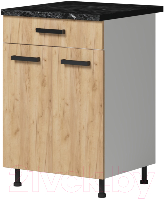 Шкаф-стол кухонный Genesis Мебель Алиса Craft 600 с ящиком 2 двери (белый/дуб золотой)