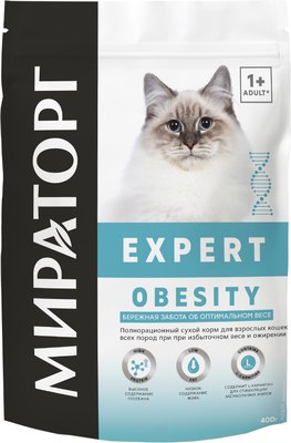 Сухой корм для кошек Мираторг Expert Obesity Бережная забота об оптимальном весе / 1010024050 (400г) - 