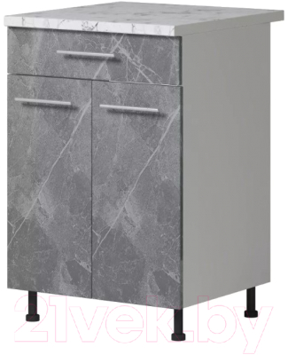 Шкаф-стол кухонный Genesis Мебель Алиса Каспий 600 с ящиком 2 двери (белый/каспий темный)