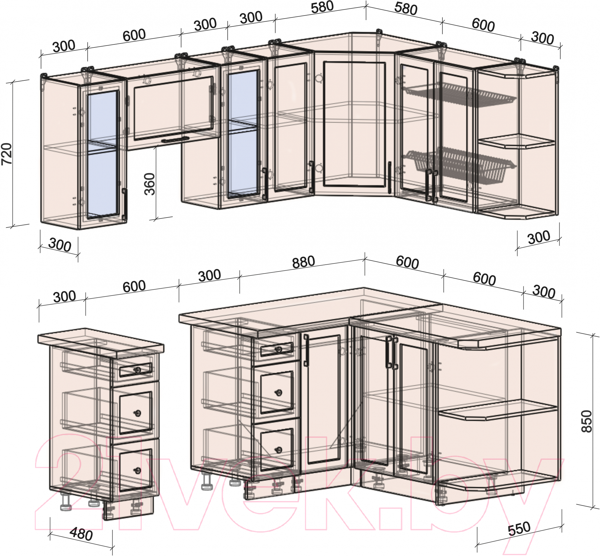 Готовая кухня Интерлиния Тренд 1.5x2.1 правая