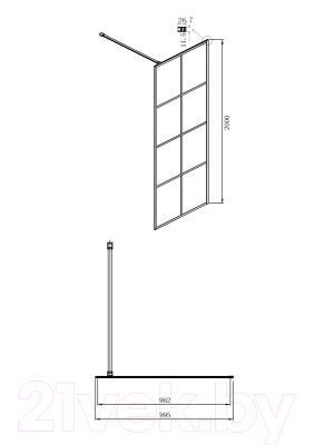 Душевая стенка Ambassador Walk-In 100x200 / 15031240