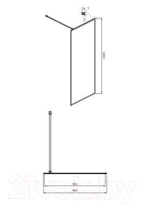 Душевая стенка Ambassador Walk-In 100x200 / 15032218