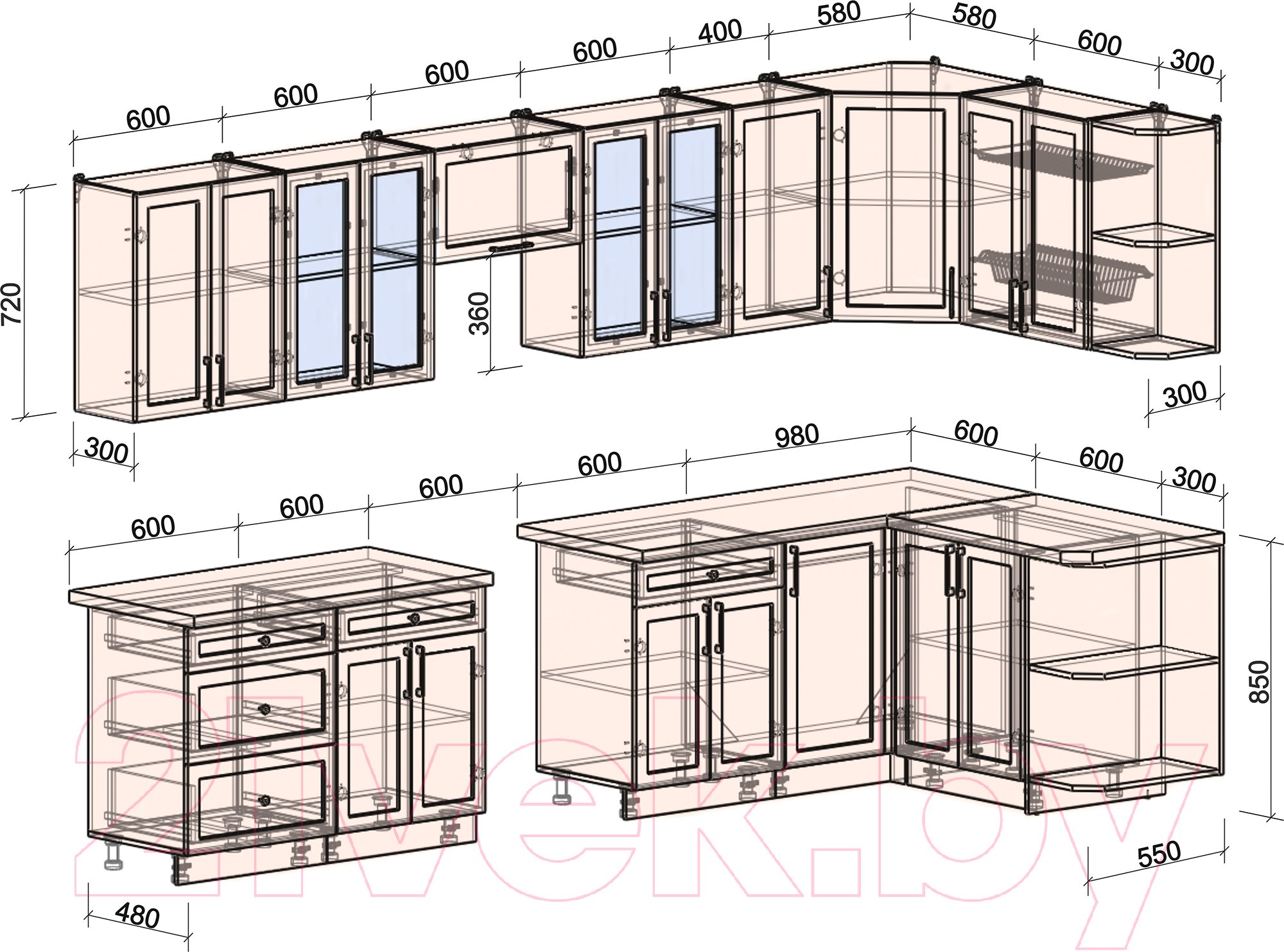 Готовая кухня Интерлиния Тренд 1.5x3.4 правая