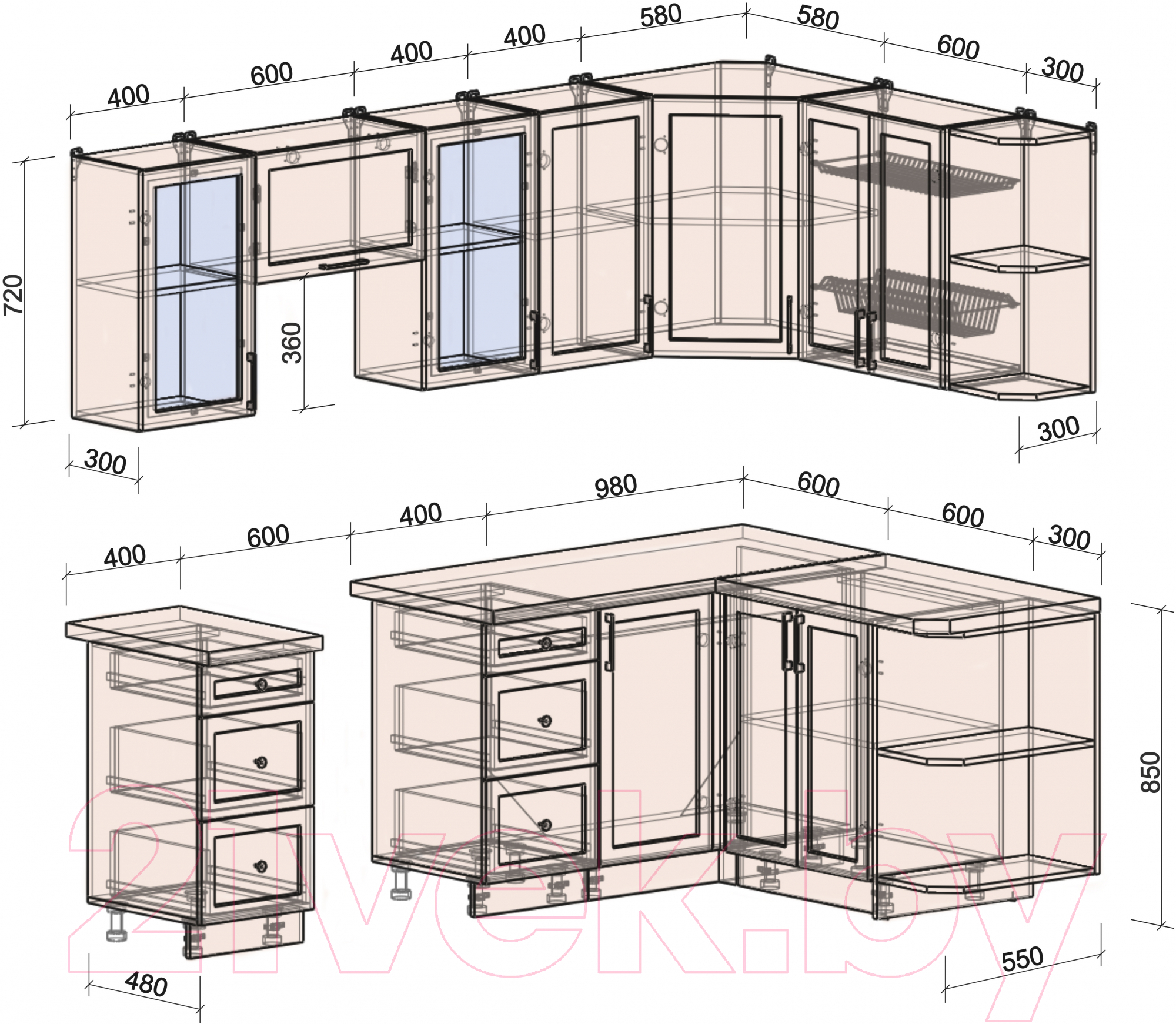 Готовая кухня Интерлиния Тренд 1.5x2.4 правая