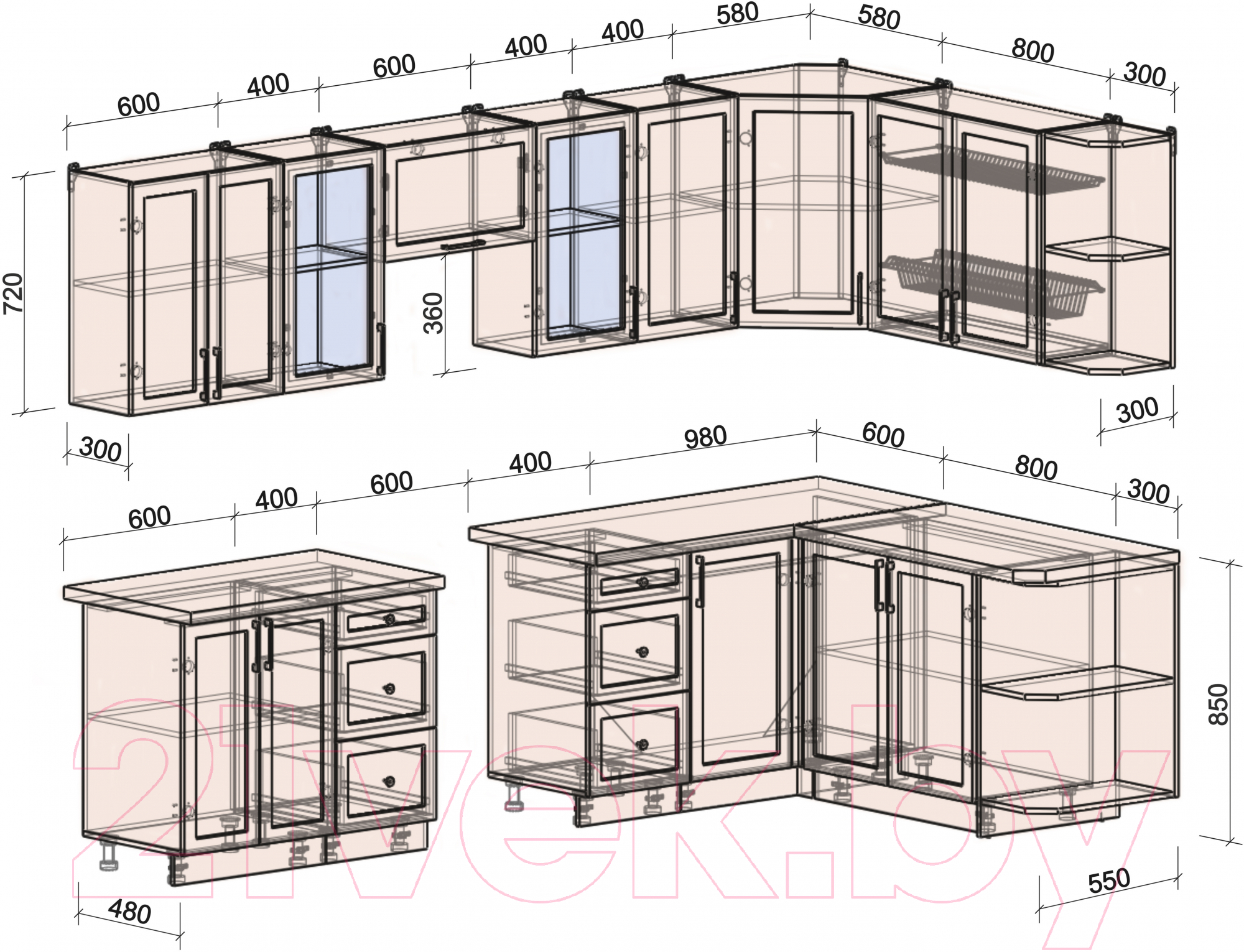 Готовая кухня Интерлиния Тренд 1.7x3.0 правая