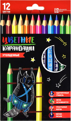 Набор цветных карандашей Феникс+ Енот-Пухляш / 58584 (12шт)