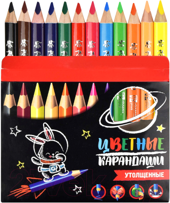 Изображение товара Набор цветных карандашей Феникс+ Зайка-Космонавт / 58586 (12шт)