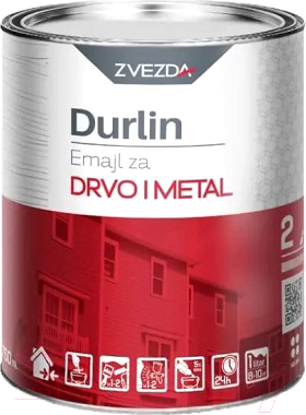 Эмаль ZVEZDA Durlin Универсальная алкидная RAL 3020 (750мл, красный)