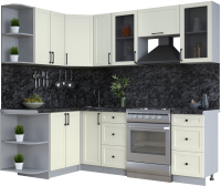 Кухонный гарнитур Интерлиния Тренд 1.5x2.3 левая (белый/белый/кастилло темный) - 