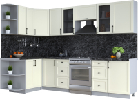 Кухонный гарнитур Интерлиния Тренд 1.5x2.9 левая (белый/белый/кастилло темный) - 
