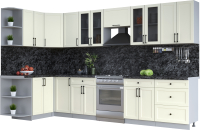 Кухонный гарнитур Интерлиния Тренд 1.5x3.4 левая (белый/белый/кастилло темный) - 