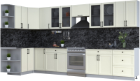 Кухонный гарнитур Интерлиния Тренд 1.5x3.8 левая (белый/белый/кастилло темный) - 