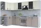 Кухонный гарнитур Интерлиния Тренд 1.5x3.1 левая (луна/белый/серый каспий) - 