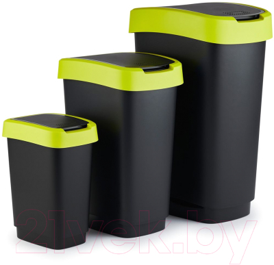 Контейнер для мусора Rotho Twist / 1754505092 (50л, черный/зеленый)