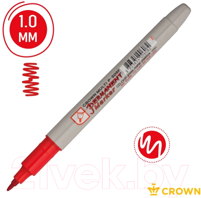 Маркер перманентный CrowN Multi Marker Super Slim / P-505F (красный)