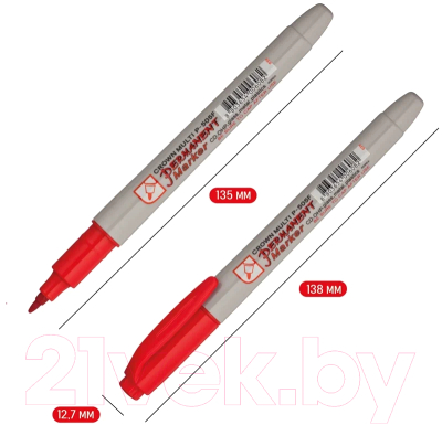 Маркер перманентный CrowN Multi Marker Super Slim / P-505F (красный)