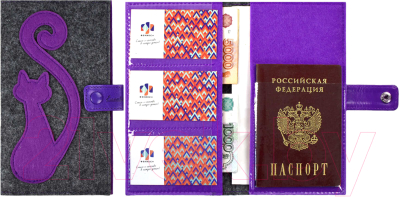 Изображение товара Чехол для документов Escalada 45285 (фетр графит/фетр фиолетовый/сариф фиолетовый)