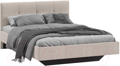 Полуторная кровать ТриЯ Элис тип 1 с мягкой обивкой 140x200 (велюр бежевый)