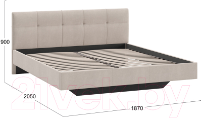 Двуспальная кровать ТриЯ Элис тип 1 с мягкой обивкой 180x200 (велюр бежевый)