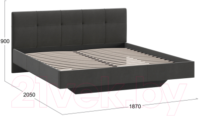 Двуспальная кровать ТриЯ Элис тип 1 с мягкой обивкой 180x200 (велюр графит)