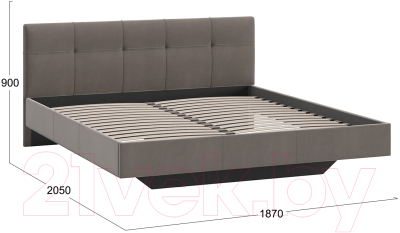 Двуспальная кровать ТриЯ Элис тип 1 с мягкой обивкой 180x200 (велюр мокко)