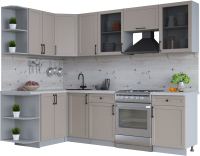 Кухонный гарнитур Интерлиния Тренд 1.5x2.6 левая (луна/луна/бискайская сосна) - 