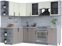 Кухонный гарнитур Интерлиния Тренд 1.7x2.5 левая (луна/белый/серый каспий) - 
