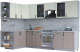 Кухонный гарнитур Интерлиния Тренд 1.7x3.1 левая (луна/белый/серый каспий) - 