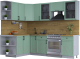 Кухонный гарнитур Интерлиния Тренд 1.7x2.5 левая (мята/мята/дуб бунратти) - 