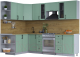 Кухонный гарнитур Интерлиния Тренд 1.7x2.7 левая (мята/мята/дуб бунратти) - 