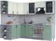 Кухонный гарнитур Интерлиния Тренд 1.7x2.5 левая (мята/белый/бискайская сосна) - 