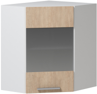 Шкаф навесной для кухни Genesis Мебель Алиса 12 угловой 600 со стеклом (белый/дуб сонома) - 