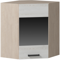 Шкаф навесной для кухни Genesis Мебель Алиса Loft угловой 600 со стеклом (дуб сонома/сосна белая) - 