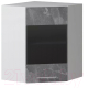 Шкаф навесной для кухни Genesis Мебель Алиса Каспий угловой 600 со стеклом (белый/каспий темный) - 