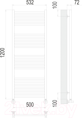 Купить Полотенцесушитель водяной Terminus Аврора П22 50x120 RAL 9005 в Молодечно