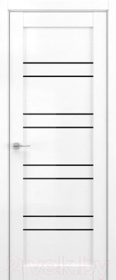 Дверь межкомнатная Deform V15 ДО 60x200 (вайт вуд/стекло черный лак)