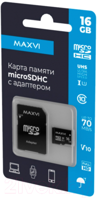 Карта памяти Maxvi microSDHC 16GB Class 10 UHS-I (1)
