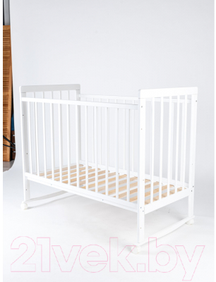 Детская кроватка Tomix Nicole колесо-качалка / KRK-4 (белый)