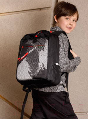 Школьный рюкзак Grizzly RB-356-1 (черный/красный)