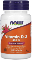 Витамин NOW Foods D3 10 мкг 400 IU / NOW-00364 (180шт)