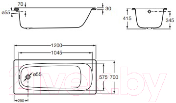 Ванна стальная Roca Contesa 120x70 (без ножек)